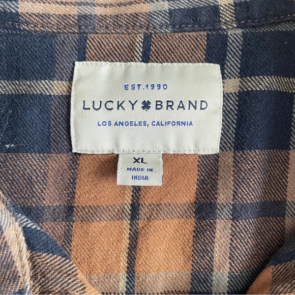 Lucky Brand Men's country western Plaid flannel Button-Down Shirt XL - Picture 3 of 8